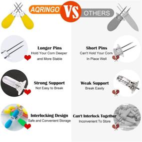 img 2 attached to 🌽 AQRINGO 12 Pcs/6 Pairs Stainless Steel Corn Holders - Corn on The Cob Skewers for BBQ - Twin Prong Sweetcorn Holders with Interlocking Design - Corn Skewers Forks for Home Cooking BBQ - 4 Colors Available