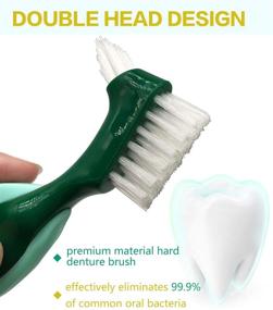 img 1 attached to 🦷 Premium Hard Denture Brush Toothbrush: Effective Cleaning Brush with Multi-Layered Bristles & Portable Denture Double-Sided Brush - Denture Care (Pack of 2)