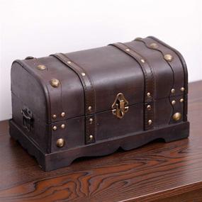 img 3 attached to 🏴 Vintiquewise(TM) Small Pirate Style Wooden Treasure Chest: Uncover Hidden Riches