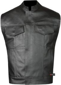 img 3 attached to Stylish SOA Men's Leather Vest for Anarchy Motorcycle Biker Club with Concealed Carry: Outlaws Edition