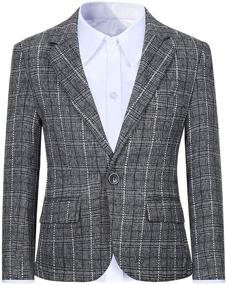 img 4 attached to Stylish Plaid Blazer Jacket for Boys: Ideal Formal Wedding Attire