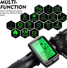 img 1 attached to 🚴 CYCLESPEED Bicycle Speedometer Odometer: Waterproof Wireless Bike Computer with 18 Functions - LCD Backlight Display, Smart Sensor, and Multi-Language Support (Black)