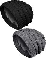 geyoga beanies knitted slouchy black gray sports & fitness and running logo