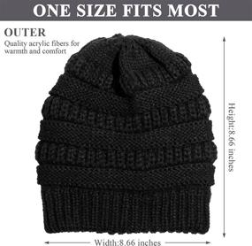 img 2 attached to Geyoga Beanies Knitted Slouchy Black Gray Sports & Fitness and Running