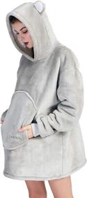 img 1 attached to 🐻 Cozy Animal-insipired Hoodie Blanket: Oversized Sweatshirt Wrap for Men and Women