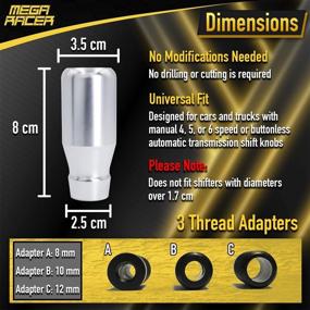 img 1 attached to 🚗 Mega Racer 8cm Silver Aluminum Shift Knob - Upgrade Your Ride with Style and Precision - Ideal for Buttonless Automatic & Manual Transmission Vehicles - Durable Automotive Replacement Part - 1 Piece