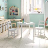 flash furniture kids solid hardwood table and chair set - versatile 3 piece set for playroom, bedroom, and kitchen - stunning white design логотип