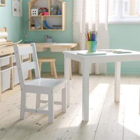 img 3 attached to Flash Furniture Kids Solid Hardwood Table and Chair Set - Versatile 3 Piece Set for Playroom, Bedroom, and Kitchen - Stunning White Design