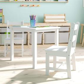 img 2 attached to Flash Furniture Kids Solid Hardwood Table and Chair Set - Versatile 3 Piece Set for Playroom, Bedroom, and Kitchen - Stunning White Design