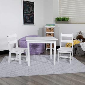 img 1 attached to Flash Furniture Kids Solid Hardwood Table and Chair Set - Versatile 3 Piece Set for Playroom, Bedroom, and Kitchen - Stunning White Design