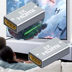 img 3 attached to 🔌 Высококачественный 8K HDMI адаптер женский на женский 2 шт., разъем HDMI 3D удлинительный кабель - прочный алюминиевый сплав - идеально подходит для телевизоров HDTV, Roku Stick, компьютеров, ПК, мониторов, ноутбуков, проекторов, DVD-плееров, адаптеров AV-приемников - совместим с PS5/4/3/2".