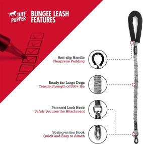 img 2 attached to 🐾 Tuff Pupper Comfort Dog Training Leash with Bungee Cord - Durable Handle & Heavy Duty Zinc Alloy Hardware - Ideal Training Lead for Medium to Large Dogs