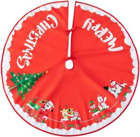 img 3 attached to 🎄 Christmas Tree Skirt 36 Inch, Red and White Cloth Tree Skirts Base Cover Decorations for Xmas Party Holiday Home Garden (Christmas Train)