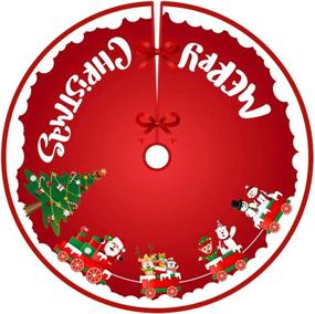 img 4 attached to 🎄 Christmas Tree Skirt 36 Inch, Red and White Cloth Tree Skirts Base Cover Decorations for Xmas Party Holiday Home Garden (Christmas Train)