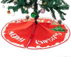 img 1 attached to 🎄 Christmas Tree Skirt 36 Inch, Red and White Cloth Tree Skirts Base Cover Decorations for Xmas Party Holiday Home Garden (Christmas Train)