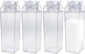 img 4 attached to 🥛 Yarlung 4-Pack Plastic Milk Box, 17 Oz Clear Portable Milk Carton Water Bottle Square Juice Bottle for Outdoor Sports, Travel, Camping - BPA Free Eco-Friendly Material