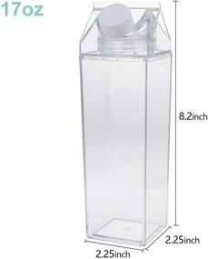 img 3 attached to 🥛 Yarlung 4-Pack Plastic Milk Box, 17 Oz Clear Portable Milk Carton Water Bottle Square Juice Bottle for Outdoor Sports, Travel, Camping - BPA Free Eco-Friendly Material