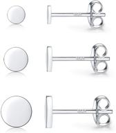 925 sterling silver dot stud earrings set: 3 pairs of small simple round disc studs for cartilage, tragus, and piercings, hypoallergenic gifts in 3mm, 4mm, and 5mm sizes - perfect for women, men, and girls logo