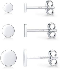 img 4 attached to 925 Sterling Silver Dot Stud Earrings Set: 3 Pairs of Small Simple Round Disc Studs for Cartilage, Tragus, and Piercings, Hypoallergenic Gifts in 3mm, 4mm, and 5mm Sizes - Perfect for Women, Men, and Girls