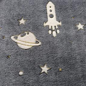 img 2 attached to 🚀 Kids' Astronaut Glow in The Dark Grey Blanket: Soft Flannel Fleece Throw for Unisex Baby, Ideal Birthday Gift (50 x 60 Inch, Grey)