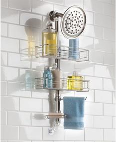 img 2 attached to 🛁 Shower Caddy Station - InterDesign Forma Vertical Bathroom Storage Shelves for Shampoo, Conditioner, Soap, Brushed Stainless Steel