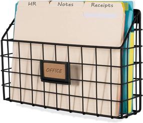 img 4 attached to 📚 Efficient Wall-Mounted Home Office Desk Organizer: Wall35 Rivista File Holder, Wide Chicken Wire Mail & Magazine Holder, Metal, Black