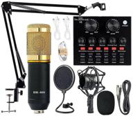 🎙️ professional podcasting equipment bundle: bm-800 mic kit with live sound card, adjustable scissor arm, shock mount, pop filter - ideal for studio recording & broadcasting (gold) logo