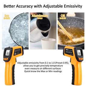 img 1 attached to Infrared Thermometer Adjustable Emissivity Touchless