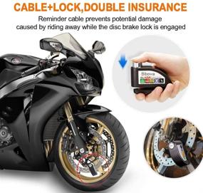 img 1 attached to 🔒 Bibowa Disc Brake Lock with Alarm - Motorcycle Anti-Theft Security Disc Lock with 110dB Alarm Sound, 5ft Reminder Cable, and Pouch for Motorcycles, Scooters, and Bikes