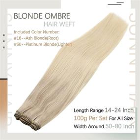 img 3 attached to 🌞 Sunny Ombre Hair Extensions - Blonde Human Hair Weft Sew In Bundle, Remy Human Hair, Ash Blonde Ombre with Platinum Blonde Highlights, 20inch, 100g/pack