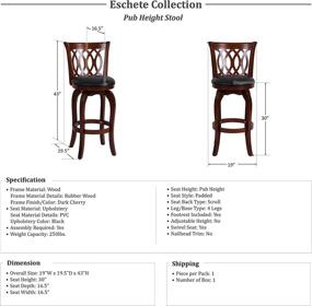 img 2 attached to 🍒 Cherry Swivel Pub Height Barstool - Lexicon Eschete, 30" SH (Scroll Back)