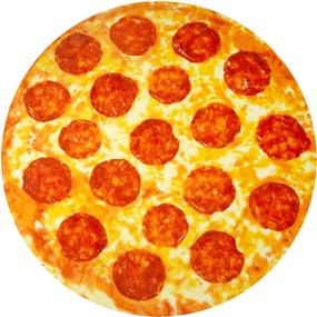 img 4 attached to Zulay 60-Inch Giant Pepperoni Pizza Blanket - Premium Flannel Round Blanket for Indoors, Outdoors, Travel & More - Novelty Pizza Blanket for Adults and Kids