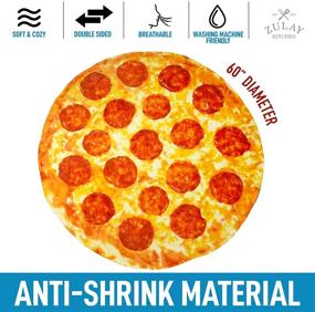 img 2 attached to Zulay 60-Inch Giant Pepperoni Pizza Blanket - Premium Flannel Round Blanket for Indoors, Outdoors, Travel & More - Novelty Pizza Blanket for Adults and Kids