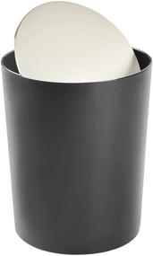 img 3 attached to 🗑️ mDesign Round Swing Top Trash Can Wastebasket - Stylish Garbage Container Bin for Any Room - Black/Satin