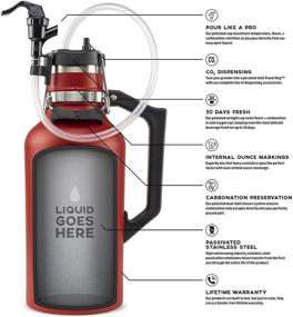 img 2 attached to DrinkTanks Travel Keg - 64 oz Growler with CO2 Dispensing Keg Cap: 🍺 Perfect for Carbonated Craft Beverages, Camping, Tailgating, Bottle Shares, BBQs, Boating & Adventure (Crimson)