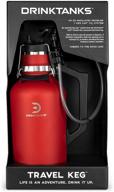 drinktanks travel keg - 64 oz growler with co2 dispensing keg cap: 🍺 perfect for carbonated craft beverages, camping, tailgating, bottle shares, bbqs, boating & adventure (crimson) logo