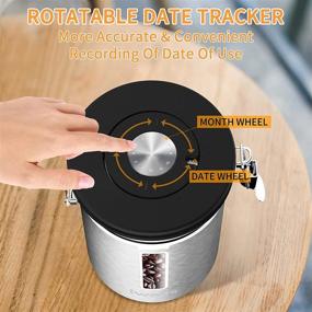 img 1 attached to Stainless Steel Coffee Storage Container with Date Tracking, CO2 Release Valve, Measuring Scoop - For Ground Coffee