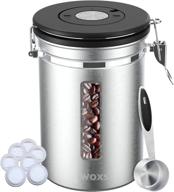 stainless steel coffee storage container with date tracking, co2 release valve, measuring scoop - for ground coffee логотип