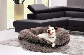 img 2 attached to 🐶 BESSIE AND BARNIE Signature Frosted Willow Plush Faux Fur Bagel Pet Bed: Extra Luxury Shag for Dogs