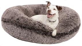 img 4 attached to 🐶 BESSIE AND BARNIE Signature Frosted Willow Plush Faux Fur Bagel Pet Bed: Extra Luxury Shag for Dogs