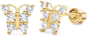 img 4 attached to Stylish Yellow Gold Butterfly 🦋 Earrings: Exquisite Girls' Screw Jewelry for Earrings