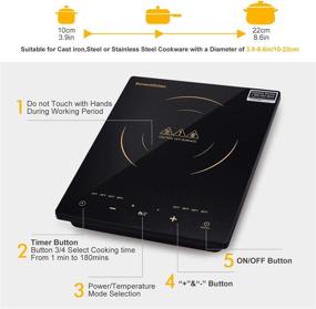 img 2 attached to 🔥 Bonsenkitchen ETL Approved Portable Induction Cooktop - 1800W Electric Single Countertop Burner with LCD Touch Screen Sensor, Digital Timer