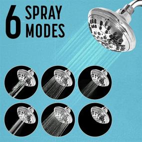 img 2 attached to 🚿 Enhanced High Pressure Shower Head for Low Water Pressure - 6 Spray Functions - Massaging Showerheads - Removable Water Restrictor - 2.5 GPM - Fixed Shower Head: 4 Inch Chrome Finish