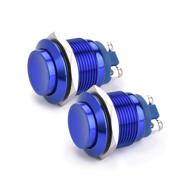 apiele (pack of 2) 19mm momentary push button switch 5a aluminium alloy shell 12v 24v 36 dc 110v 250v ac 5a 1no spst screw terminal apiele (blue shell) logo