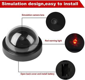 img 2 attached to 📷 Enhanced Security and Surveillance: 4-Pack Black Fake Dummy Camera CCTV Dome Cameras with Flashing Red LED Light for Indoor and Outdoor Protection in Homes and Businesses