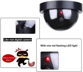img 1 attached to 📷 Enhanced Security and Surveillance: 4-Pack Black Fake Dummy Camera CCTV Dome Cameras with Flashing Red LED Light for Indoor and Outdoor Protection in Homes and Businesses
