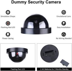 img 3 attached to 📷 Enhanced Security and Surveillance: 4-Pack Black Fake Dummy Camera CCTV Dome Cameras with Flashing Red LED Light for Indoor and Outdoor Protection in Homes and Businesses