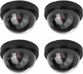 img 4 attached to 📷 Enhanced Security and Surveillance: 4-Pack Black Fake Dummy Camera CCTV Dome Cameras with Flashing Red LED Light for Indoor and Outdoor Protection in Homes and Businesses