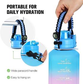 img 2 attached to Large 64 oz Water Bottle with Straw, Time Marker & Paracord Handle - Motivational BPA-Free Tritan Water Jug for Fitness, Gym, and Outdoor Sports - Leakproof Half Gallon Water Bottle