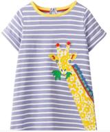 🌞 summer toddler girl casual dress with short sleeves, striped design and appliques: ideal for kids' fashion logo